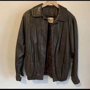 Bart by Sibyl Lyn 100% leather jacket brown single breasted
